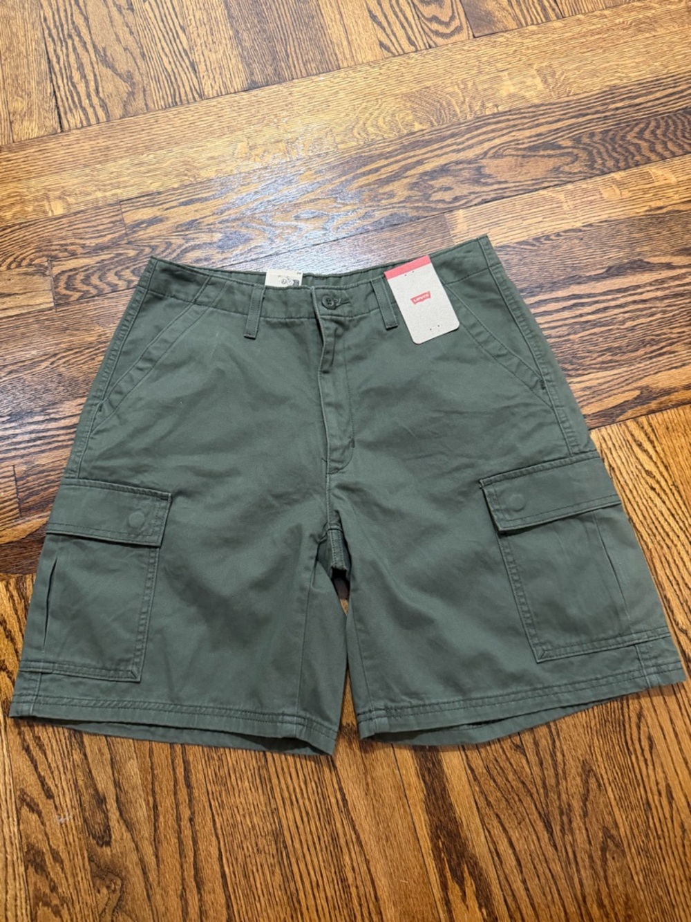 Levi's Olive Green Cargo Shorts with Flap Pockets